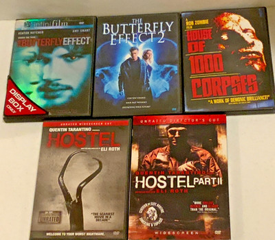 5 HORROR DVD Lot SALE! BUTTERFLY EFFECT 1-2, HOSTEL 1-2, HOUSE 1000 CORPSES