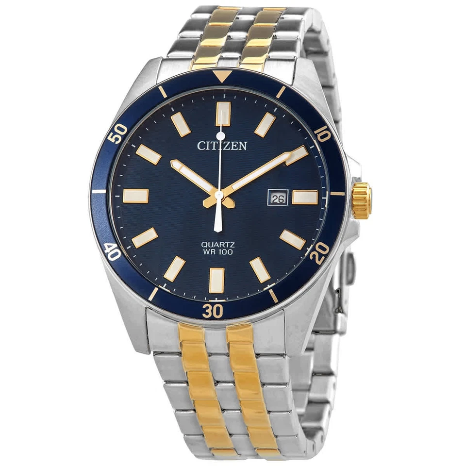 Reloj Hombre Citizen Cuarzo Esfera Azul Dos Tonos BI5054-53L