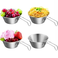 Sierra Cup 17oz (4 pack) Camping Bowls Stackable Stainless Steel Bowl with Ha...
