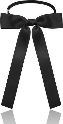 Western Bow Ties for Men Women, Black/Red Colonel Satin Ribbon String Bow Tie fo - product listing photo