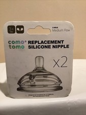 Comotomo Silicone Replacement Baby Bottle Nipples 2 Hole Medium Flow x2