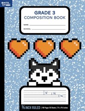 Grade 3 Primary Composition Book, 3/8 Wide Ruled Writing Paper, Marble Compositi