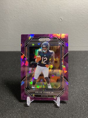 2022 Prizm Velus Jones Jr. Purple Cracked Ice Prizm Rookie RC #47/225 Bears