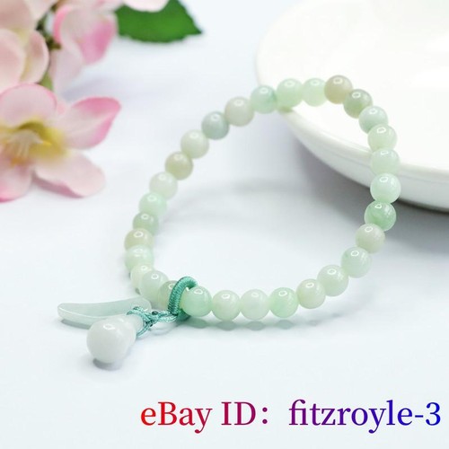 Burmese Jade Gourd Bracelets White Charms Jadeite Bead Jewelry Women Natural - Picture 3 of 10