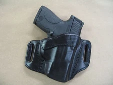 S&W Shield 9mm / .40 OWB Leather 2 Slot Molded Pancake Belt Holster CCW BLACK RH