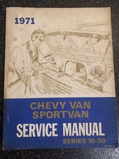 1971 Factory Chevrolet Chevy Sport Van Sportvan Service Manual 10-30 Series