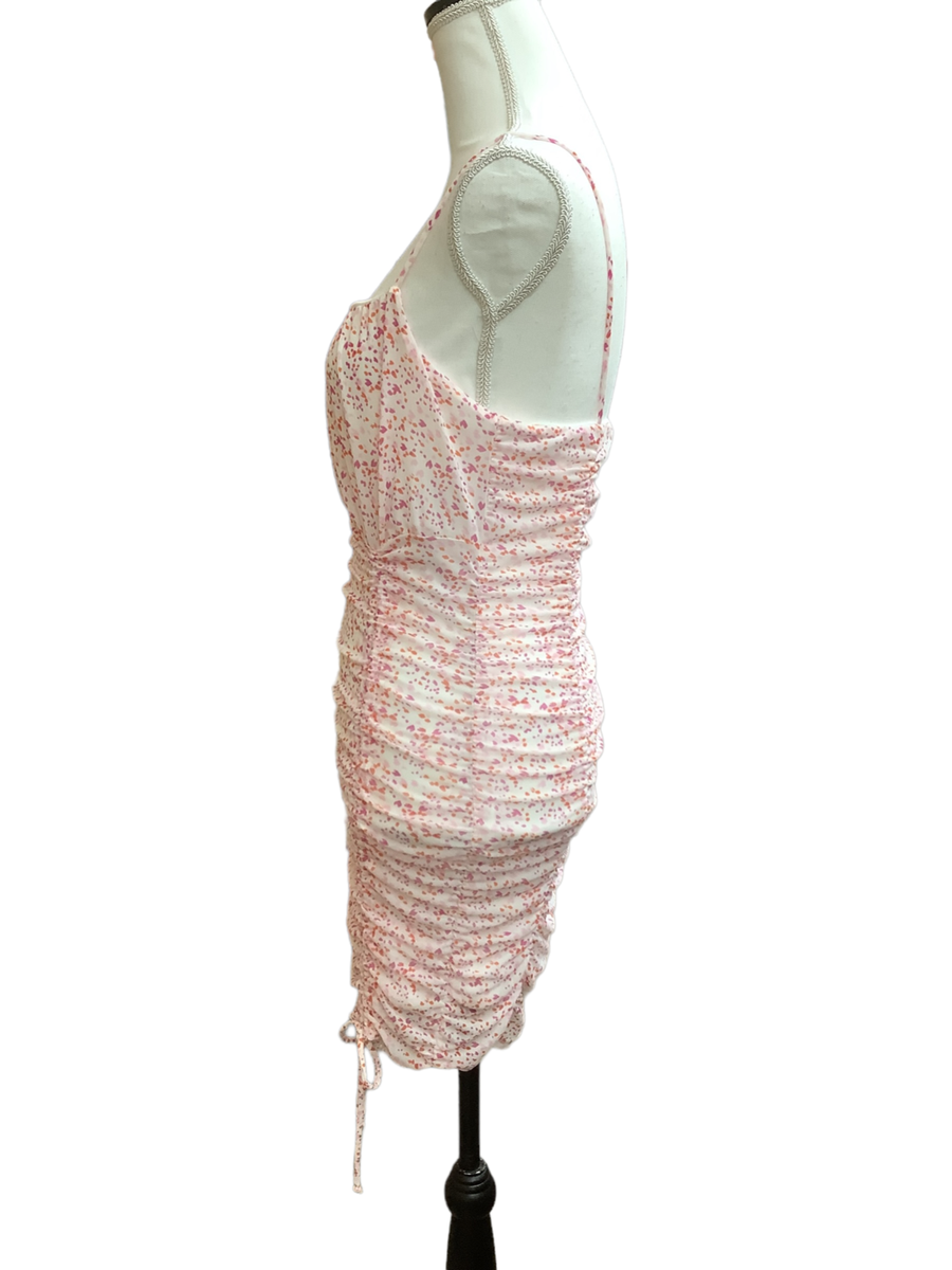 sarai ruched bodycon dress in pink SHEIN SXY Ruched Backless Asymmetrical Neck Bodycon Dress