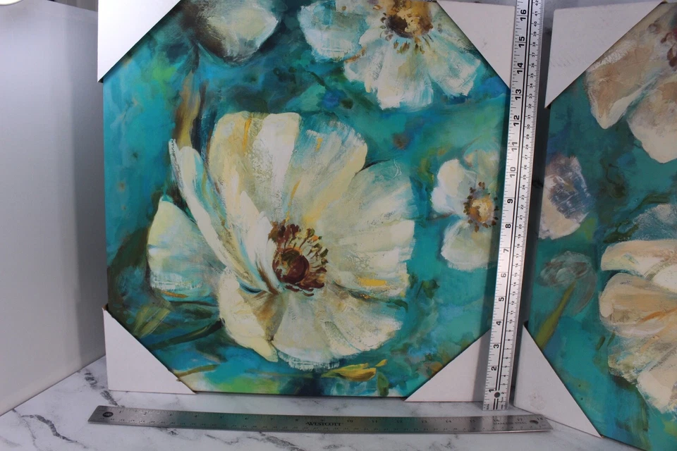 Dois quadros modernos de pintura com estampa de tela foto decoração de sala de casa arte de parede 16x16 - Imagem 4 de 4