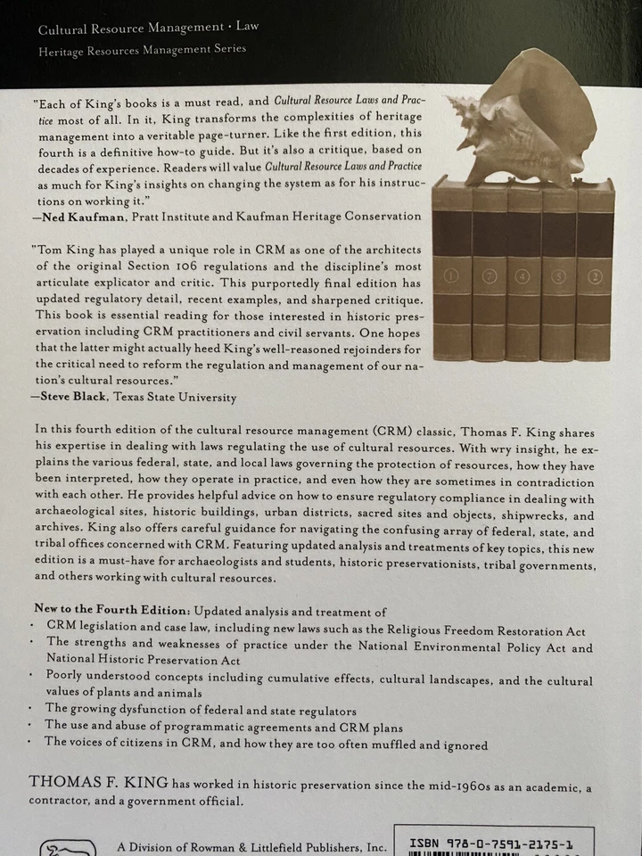 ‘NEW’ Cultural Resource Laws & Practice | 4th Edition | Thomas King | PB *SALE - Image 2 of 2