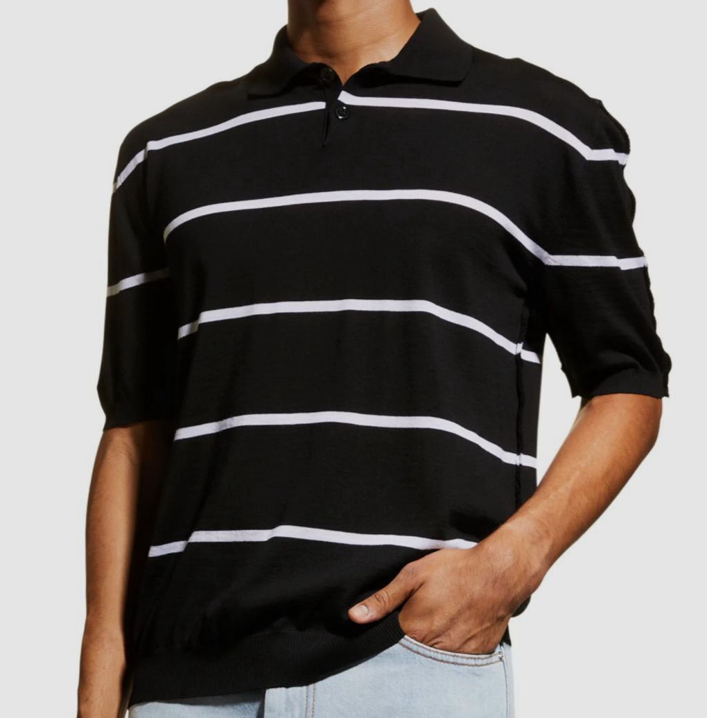トップス Marni Logo Stripe Polo Shirt Brown and blue striped wool polo shirt | Marni