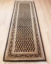Brand New Designer Handmade Wool Black Allover Pattern Runner 2.6x8' MSRP $875