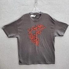 Famous Men T-Shirt XL Gray Logo Stars Straps Short Sleeve Crew Neck