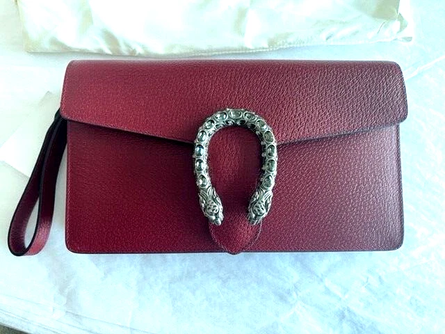 GUCCI Dionysus Red Small Handbag Leather Bag Italy Wristlet NEW