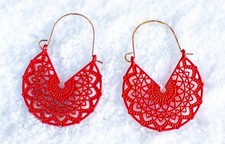 Womens NWOT Red Hollow Bohemian Hoop Fashion Earrings