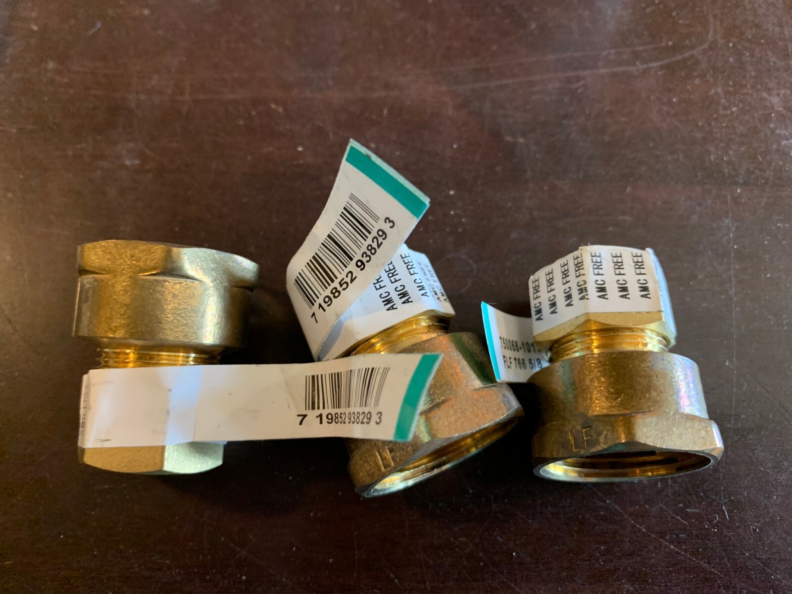 5/8" x 3/4" female coup Lot x3pcs brass compression fitting FLF 766 750066-1012