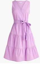 J Crew Dress Faux Wrap Midi Sleeveless Bright Lilac Purple Belted Size 2 NWT