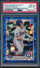 PSA 10 JUSTIN FOSCUE 1st 2020 Bowman Chrome Draft SAPPHIRE Refractor RC GEM MINT