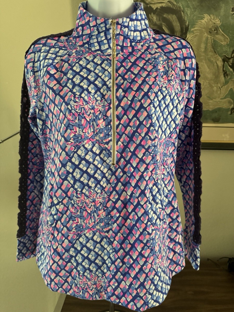 LILLY PULITZER 1/2 Zip Skipper Popover - Lace Sleeves - Women's