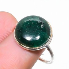 Natural Green Aventurine Gemstone 925 Solid Sterling Silver Jewelry Ring Sz 6.5