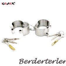 Detachable Stainless Steel Handcuffs Lockable Shackles Restraints Fetish Slave