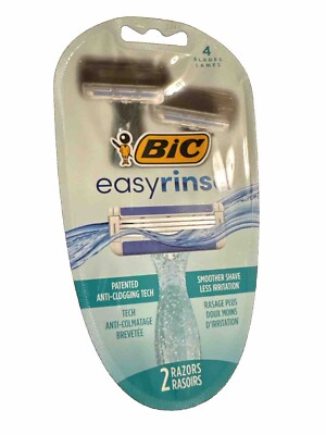 BIC Easy Rinse Women's Disposable 4 Blade Razors Anti-Clogging Tech  2 Ct