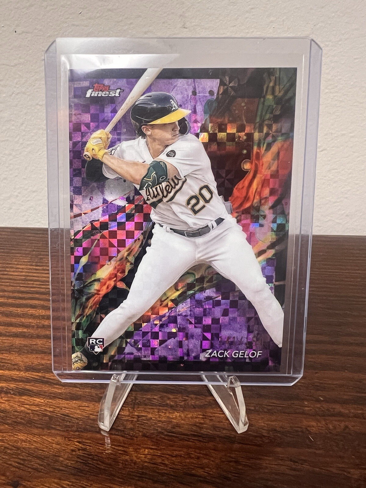 2024 Topps Finest Common #59 Zack Gelof RC Purple Checkerboard /150 Athlectics