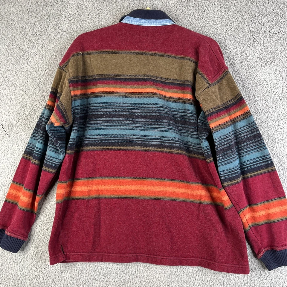 Vintage Structure Sweater Mens M Button Aztec Southwest Print Pullover Red Blue - Image 2 of 4