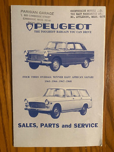 Peugeot Sales, Parts, and Service listing - Dated October, 1968 - Uncommon Piece