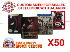 50x BLU-RAY STEELBOOK WITH J-CARDS (SIZE BR5) - CLEAR PLASTIC BOX PROTECTORS 