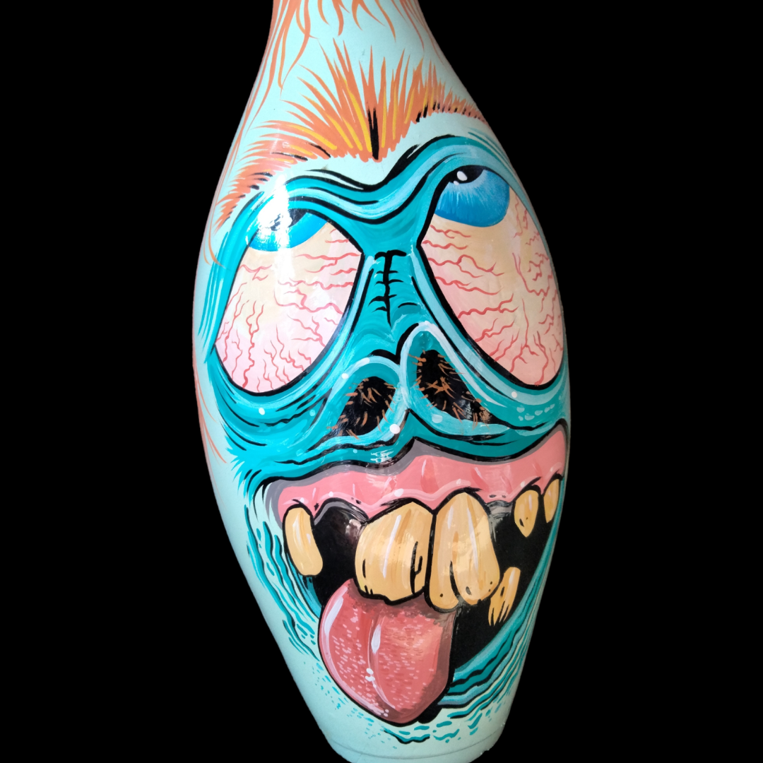 Unique Hand Painted Monster Bowling Pin / Oddities / One Of A Kind