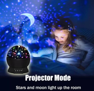 360° Star Night Light Projector for Kids - 16 Color LED Lamp with USB, Rotating 