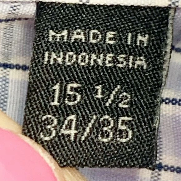 Bloomingdale's Button Down Shirt Men Neck 15 ½ Blue Plaid L/S The Men's Store - Image 4 of 4