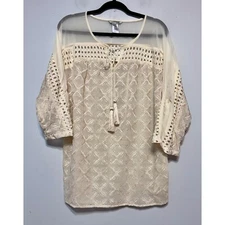 John Mark Boho Embroidered Tunic Top Size Medium Cottagecore Festival Minimalist