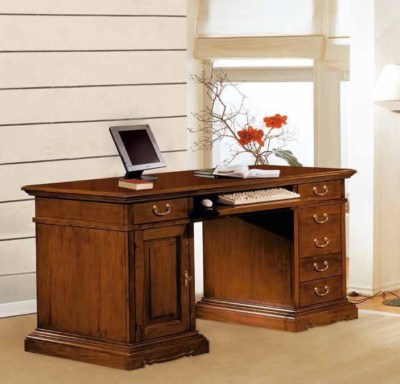 SCRIVANIA SCRITTOIO PORTA PC IN LEGNO COLORE NOCE x UFFICIO STUDIO