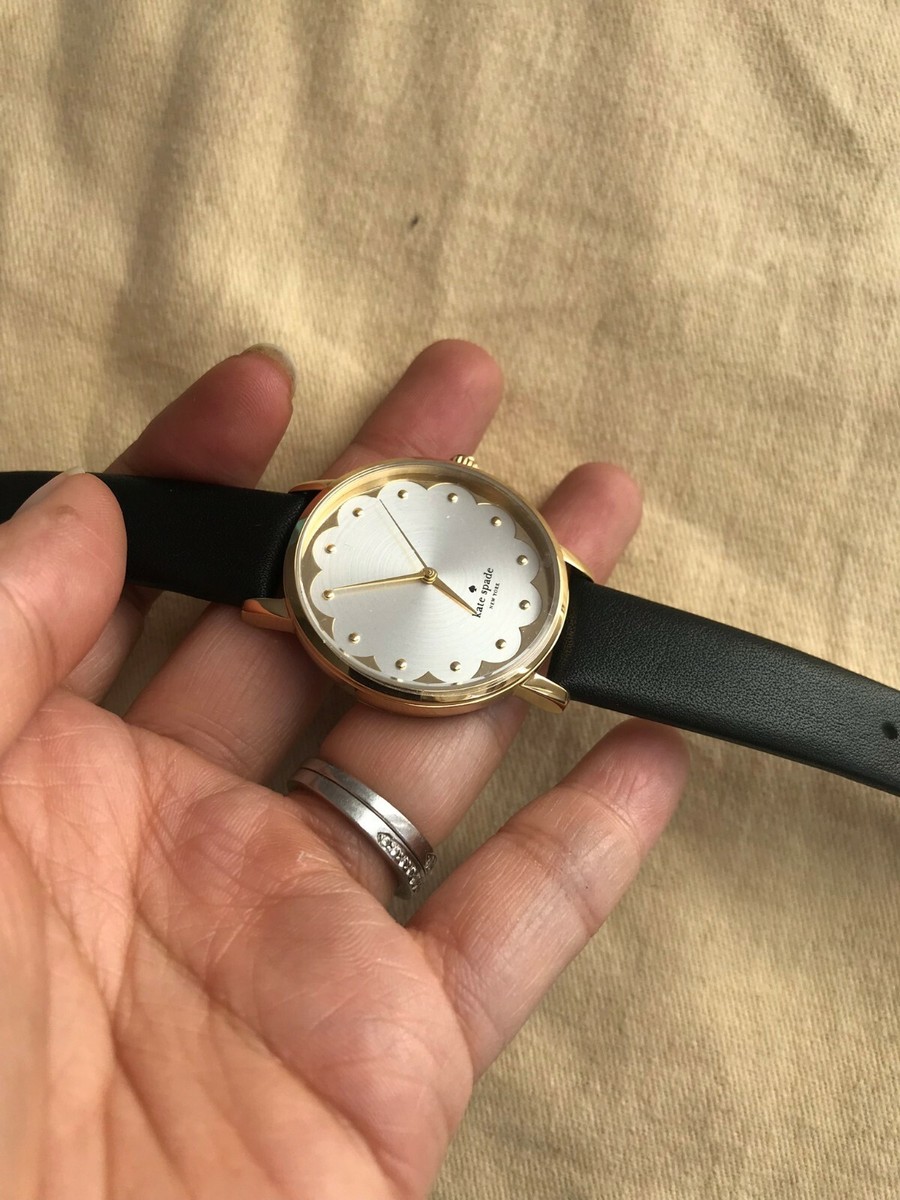 BLACK FRIDAY SALE NWT KATE SPADE Black Metro Scallop Leather watch