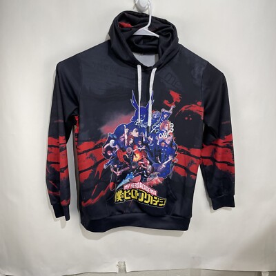My Hero Academia Pullover Hoodie Sweatshirt Adult Black Knit Stretch Large