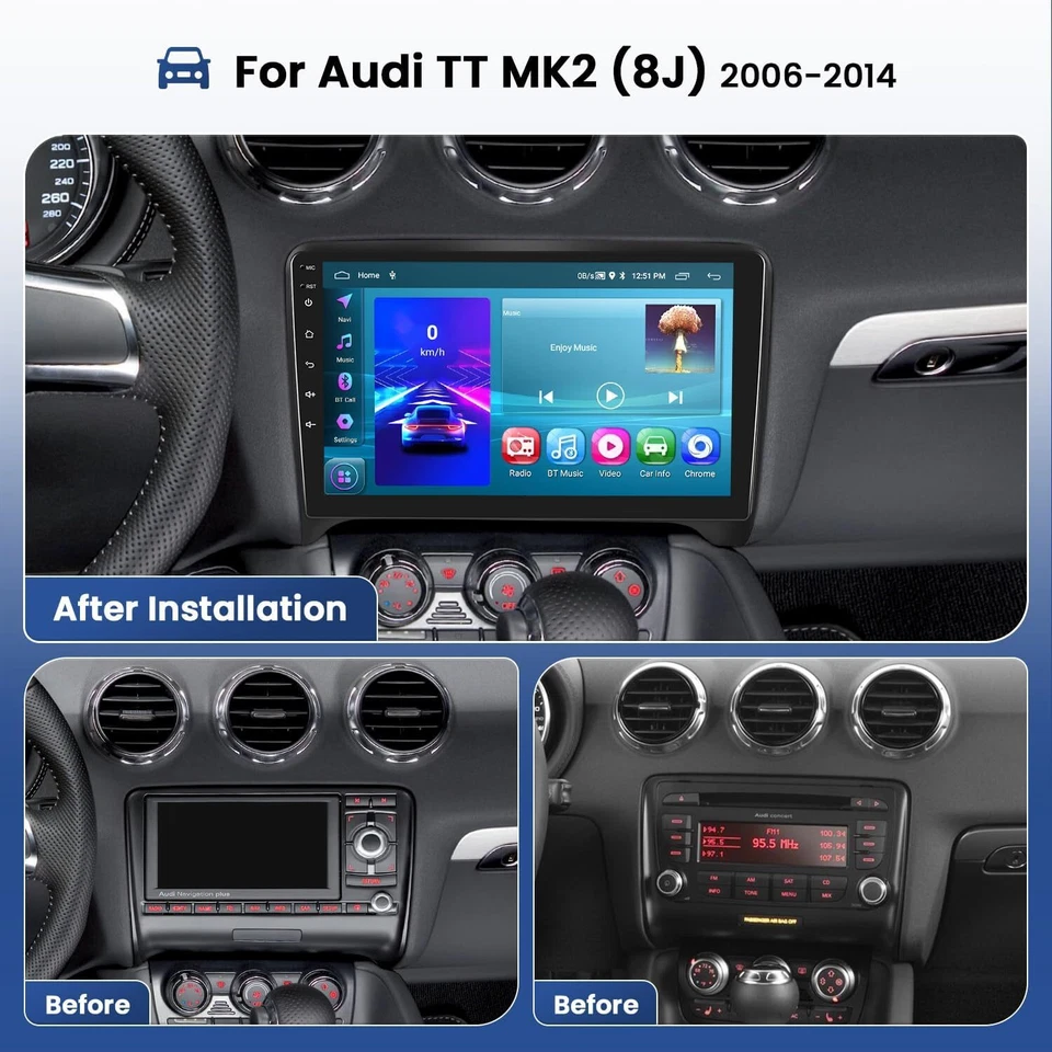 9" Touchscreen für Audi TT 2006-2014 Carplay Android 14 Autoradio GPS Navigation - Bild 4 von 4