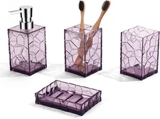 Lavender Purple Bathroom Accessories Set with Toothbrush Holder, Soap Dispenser,