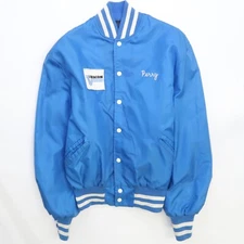 Vintage Viracon Bomber Jacket Size Large Blue Chain Stitch