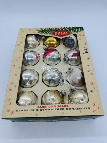 Assorted Vintage Christmas Ornaments Glass Shiny Brite Unsilvered Glitter - Picture 3 of 22