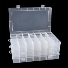 3Pack 28 Compartment Organizer Box with Parkical Adjustable Dividers, 28 Grid...