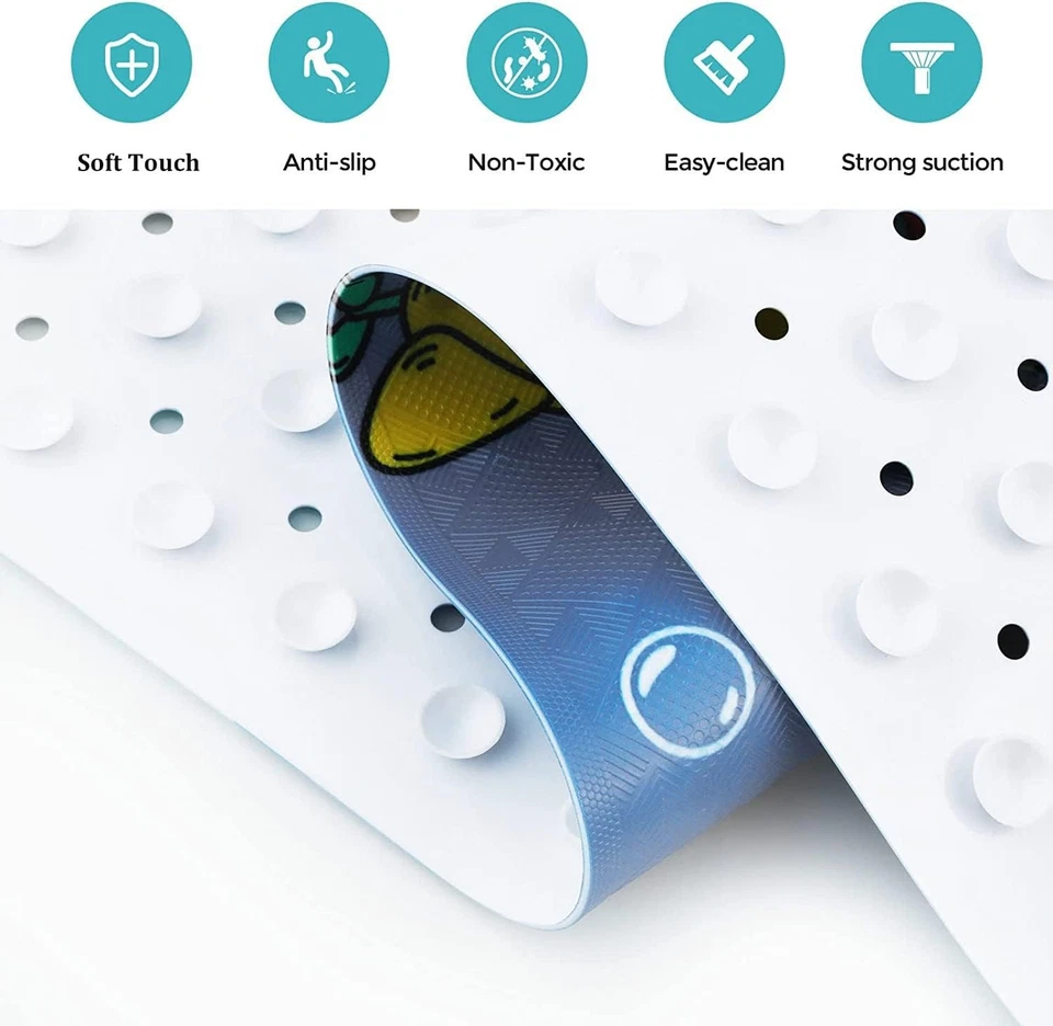 Alfombra de bañera niños bebé antideslizante alfombra de ducha 40X16 pulgadas extra larga niño antideslizante Foto 4 de 4