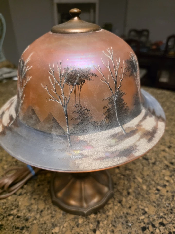 PAIRPOINT STYLE REVERSE PAINTED TREE LAMP - Image 2 of 4
