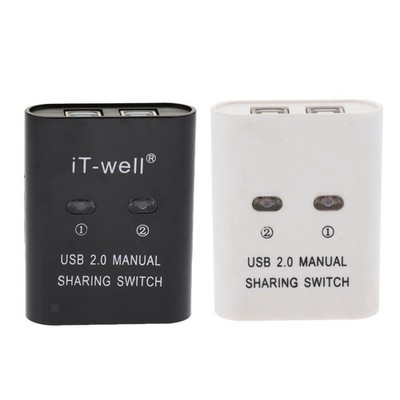 USB 2.0 Manueller Sharing Switch KVM Selektor 2 Port Hub für PC und Drucker