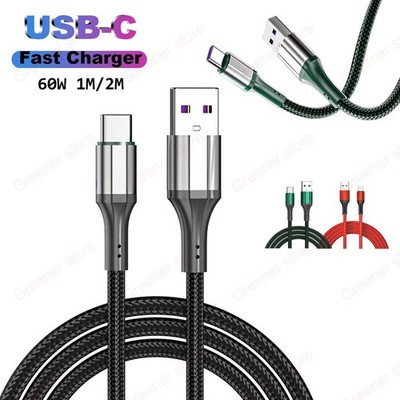 USB-C Ladekabel 1m2m 60W Fast-Charge Sync für Samsung Galaxy Huawei Super Charge