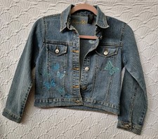 Girls Arizona Jeans Company Jean Jacket Size M Beautiful Sparkle Butterflies