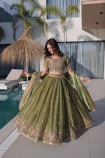 Wedding Party Bollywood Lehenga Choli Heavy Designer Fendi Silk Outfit