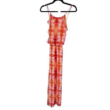 Vintage Y2K Bisou Bisou Womens Sz 4 Maxi Length Dress Sleeveless Pink Orange