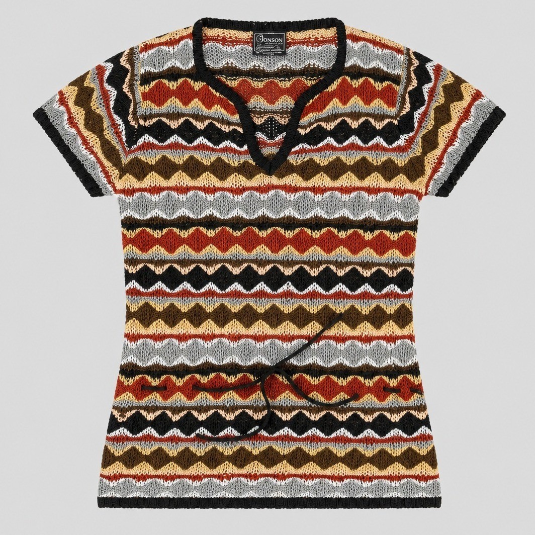 Vintage Bronson of California 70s Knit Top Multicolor Zigzag Chevron Tunic M