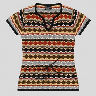 Vintage Bronson of California 70s Knit Top Multicolor Zigzag Chevron Tunic M